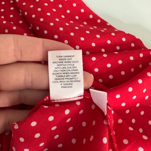 SOHO Jeans New York & Company Jeans Red White Polka Dot Blouse - Picture 10 of 12